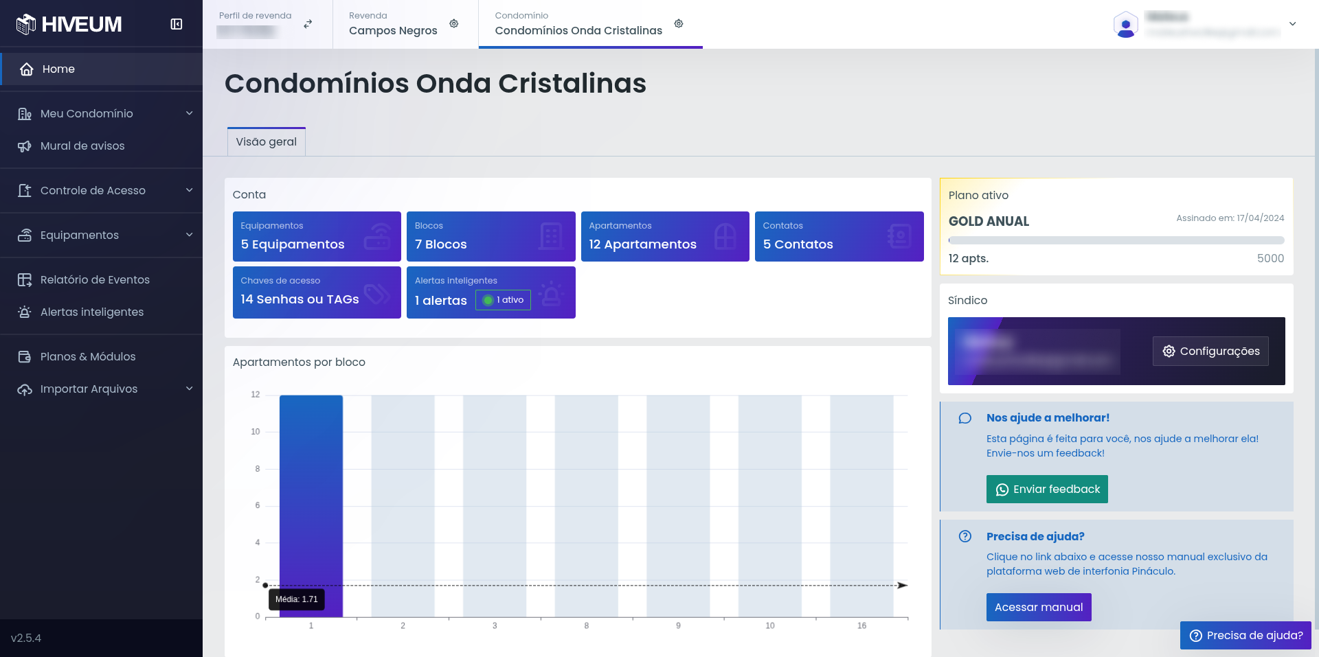 Print da tela inicial do sistema Hiveum.